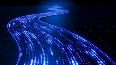 Streaming data binary data moving on a digital road stock image