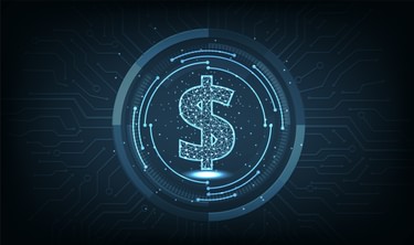 Digital dollar sign icon stock image