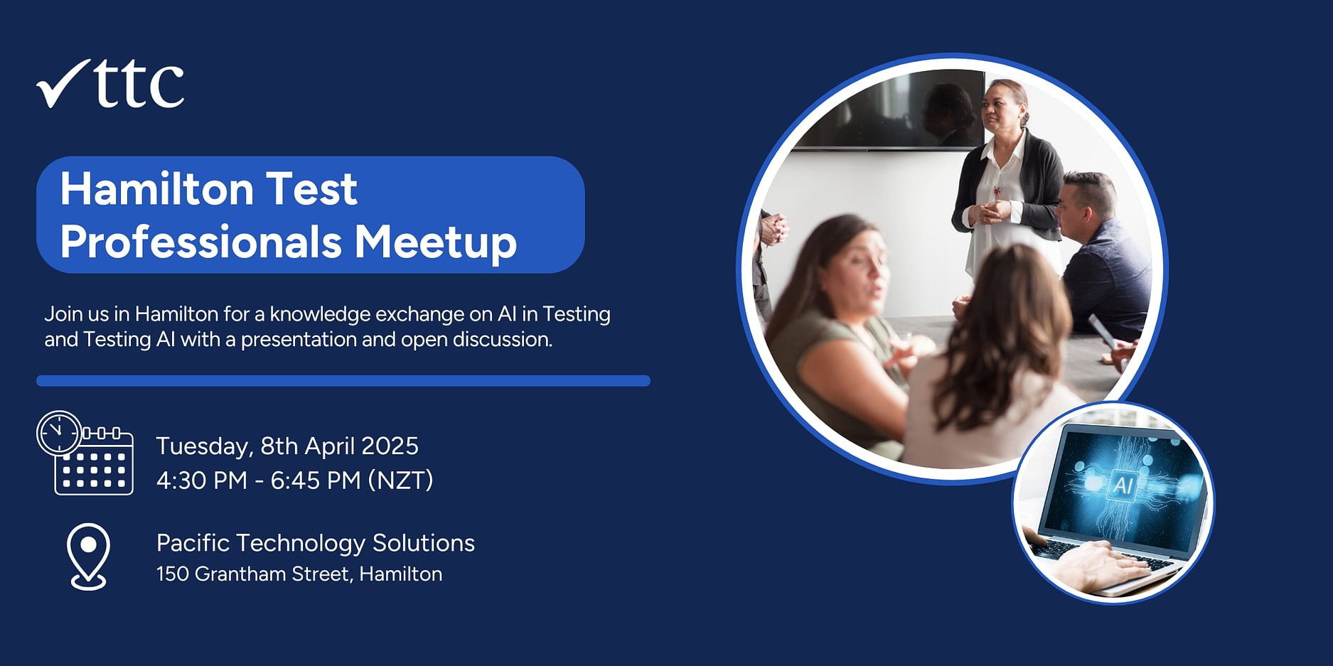 Hamilton Test Professionals Meetup Graphic Post