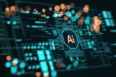 AI board with the word AI in the center and abstract bokeh around it